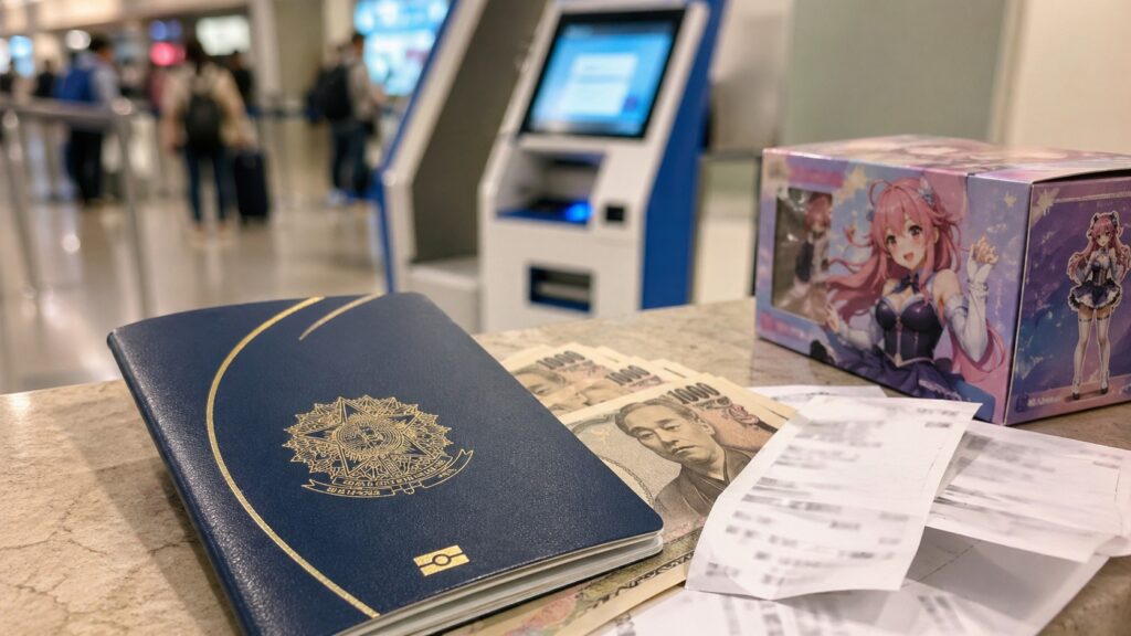 Passaporte e recibos para reembolso tax-free no Japão em 2026