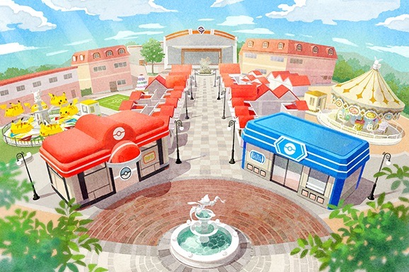 Bilheteria do PokéPark Kanto com preços de ingressos para o parque Pokémon em Tóqui