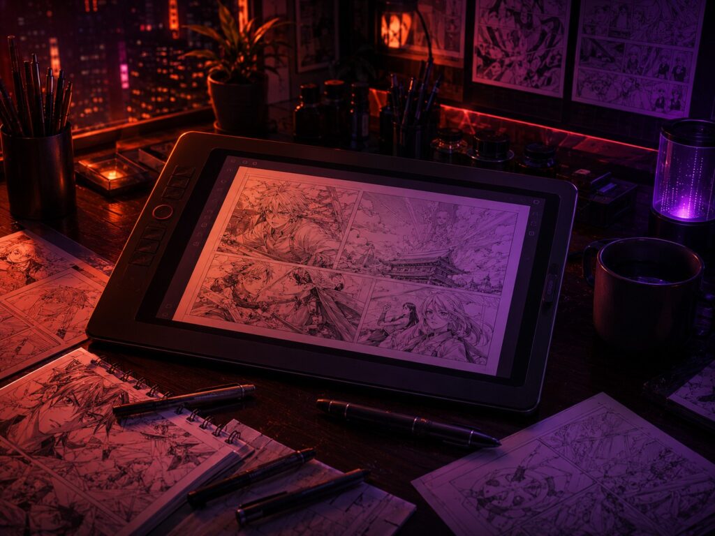 Apresentação visual do Criador de Mangá A4N