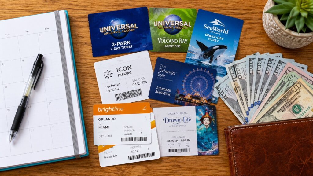 Ingressos e dólares para planejar viagem aos parques de Orlando em 2026