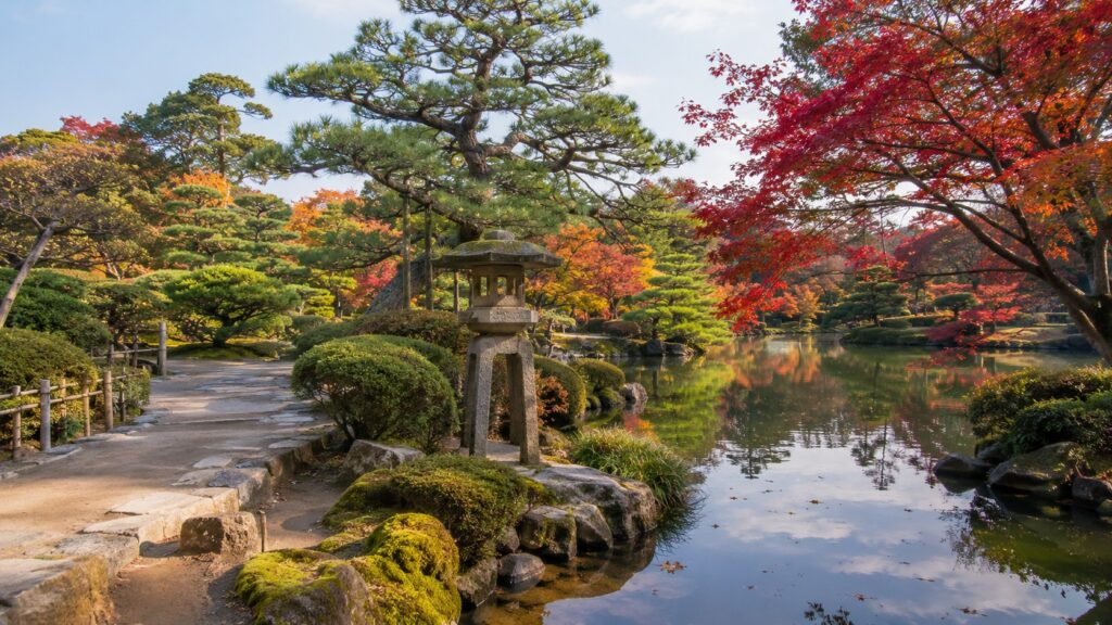 Jardim Kenroku-en em Kanazawa, um dos 3 jardins mais famosos do Japão