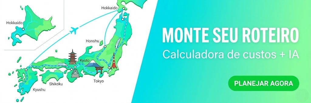  Planejador de Viagem Japão: Roteiro, Custos e JR Pass com IA