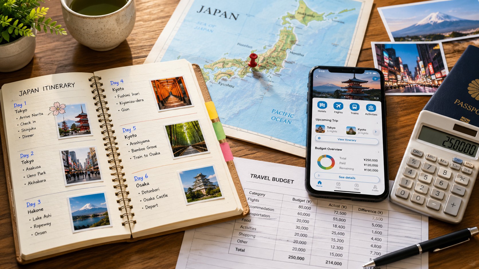 Planejamento detalhado da primeira viagem ao Japão com roteiro, orçamento e ferramentas