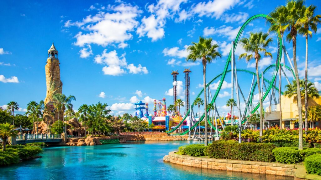 Vista de parque temático em Orlando, capital mundial dos parques de diversão