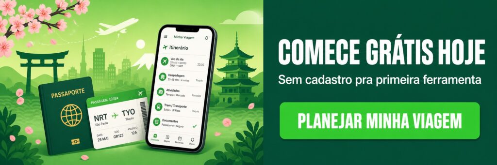 Banner final — comece grátis a planejar sua viagem ao Japão