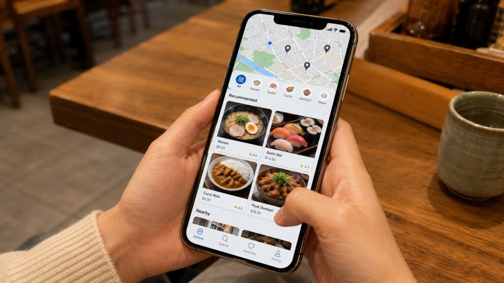 Pesquisando menu de restaurante japonês no Google Maps antes de visitar, estratégia para quem não fala japonês